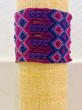 NWOT FREE PEOPLE Handwoven Pink & Purple Macramé Bracelet/Cuff